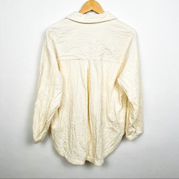 Anthropologie Maeve beige white cord shirt jacket corduroy shacket small - Picture 7 of 8